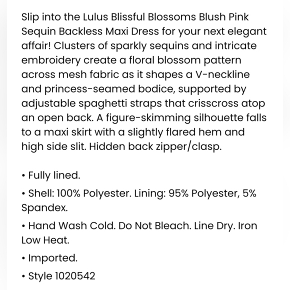 Lulus Blissful Blossoms Blush Pink Mesh Sequin Embroidery Backless Maxi Dress XL - Picture 7 of 13
